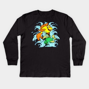 Freddi Fish & Luther (Japanese Koi Tattoo) Kids Long Sleeve T-Shirt